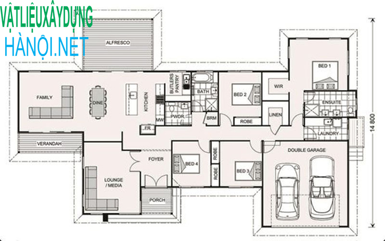 Tham khảo bản vẽ biệt thự 1 tầng được yêu thích nhất hiện nay