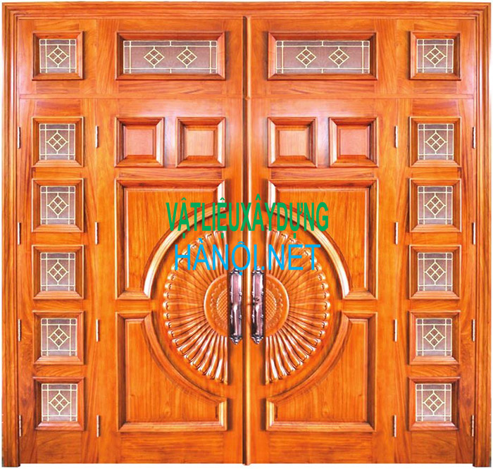Mẫu cửa gỗ tự nhiên 2 cánh đẹp