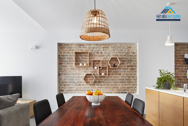 Mẫu gạch thô cho gian bếp mộc mạc
