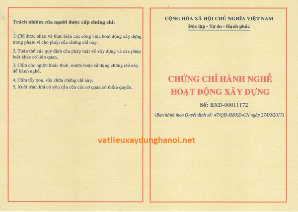 Chứng chỉ hành nghề năng lực công ty xây dựng