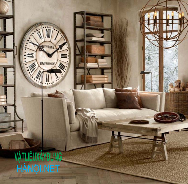 Thiết kế nội thất phòng khách với phong cách vintage