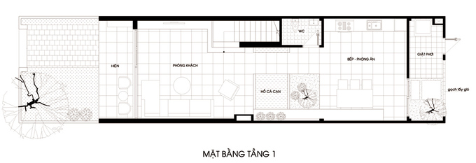 Phối cảnh mặt bằng nhà ống 100m2