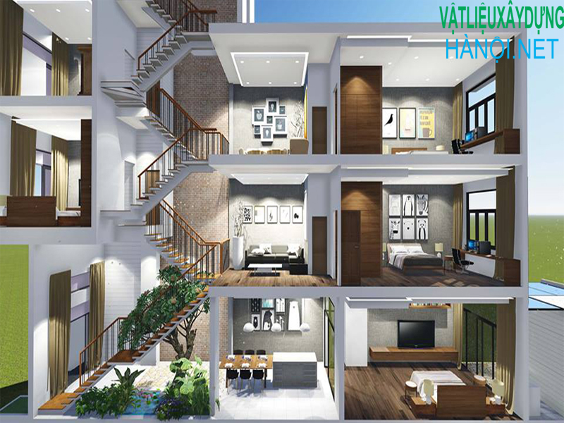 Các thiết kế nhà ống tầng lệch nổi bật 2018