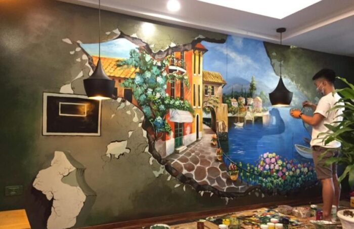 vẽ tranh tường quán ăn vặt