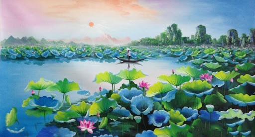 tranh tường hoa sen