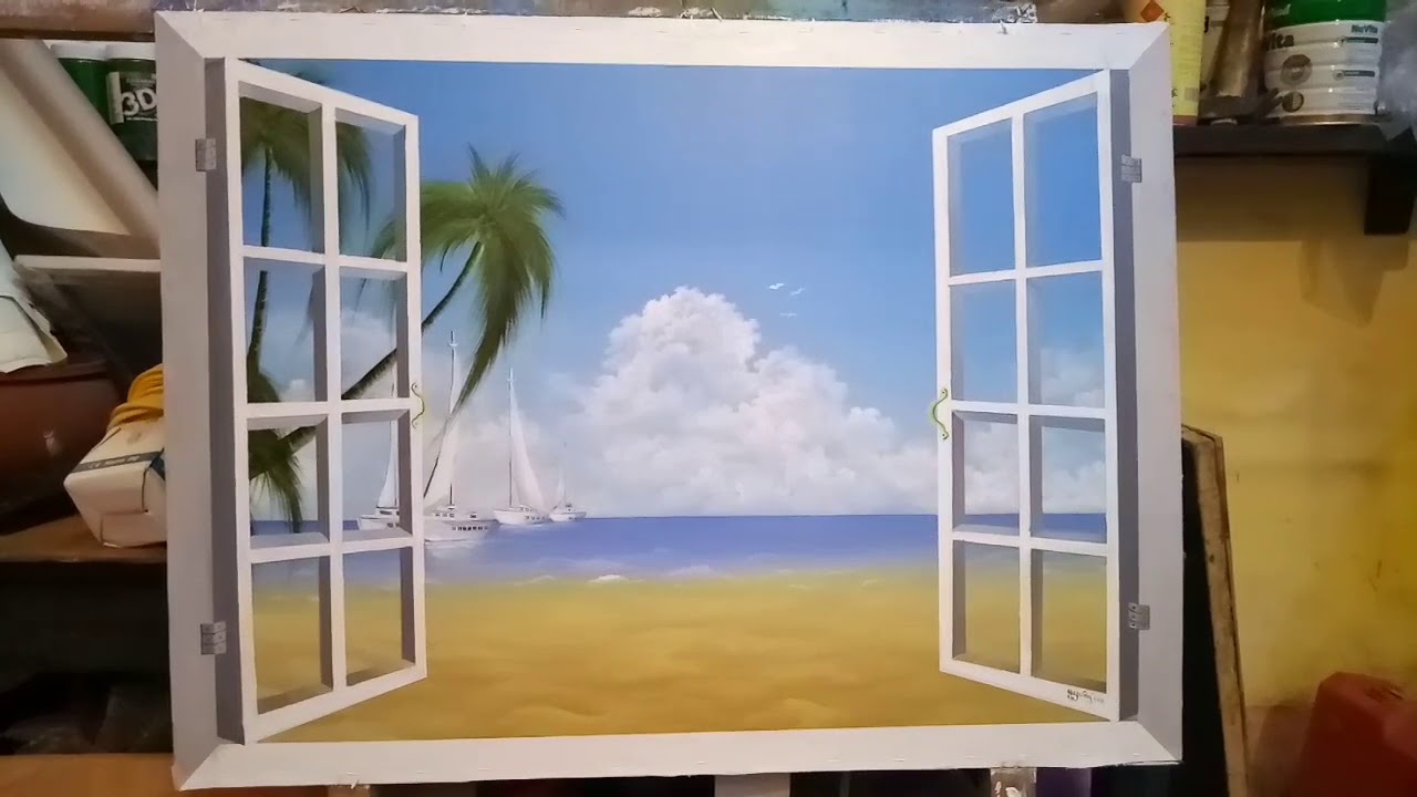 Vẽ cửa sổ trên tường đẹp
