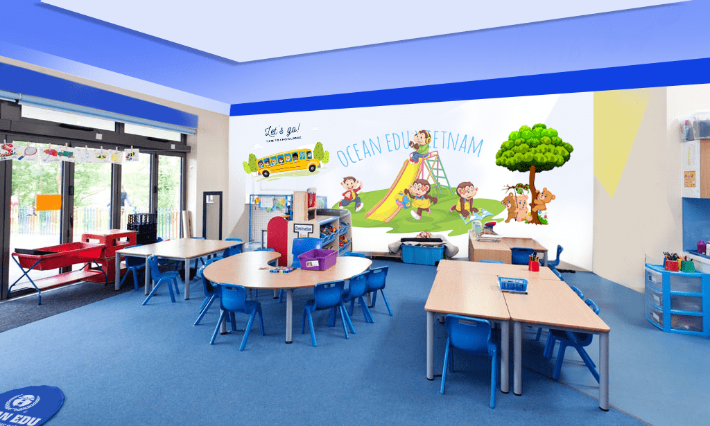 vẽ tranh tường trung tâm tiếng anh